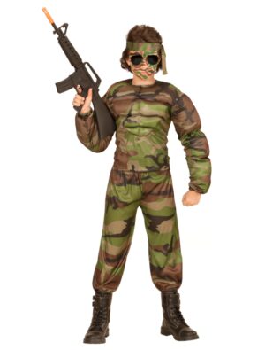 Muskel Soldat Kinder 3-tlg. grün/braun