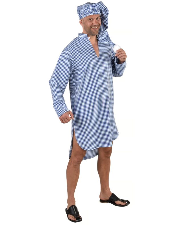 Nachthemd 2-tlg. Herren weiß/blau S/M