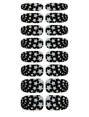 Nagelsticker Sterne Schminke für Karneval & Fasching Farbe: schwarz/silber