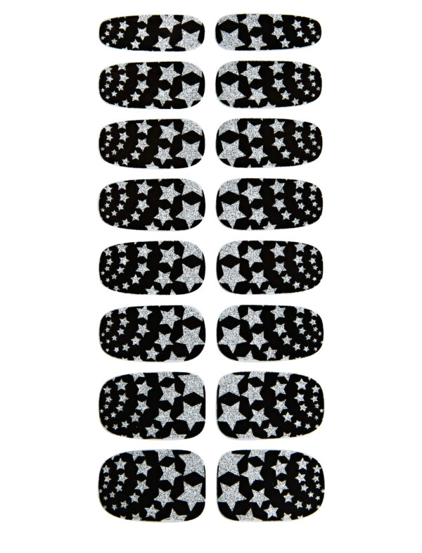Nagelsticker Sterne Schminke für Karneval & Fasching Farbe: schwarz/silber