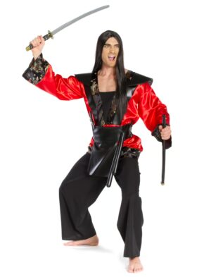 Ninja Kostüm schwarz/rot XL
