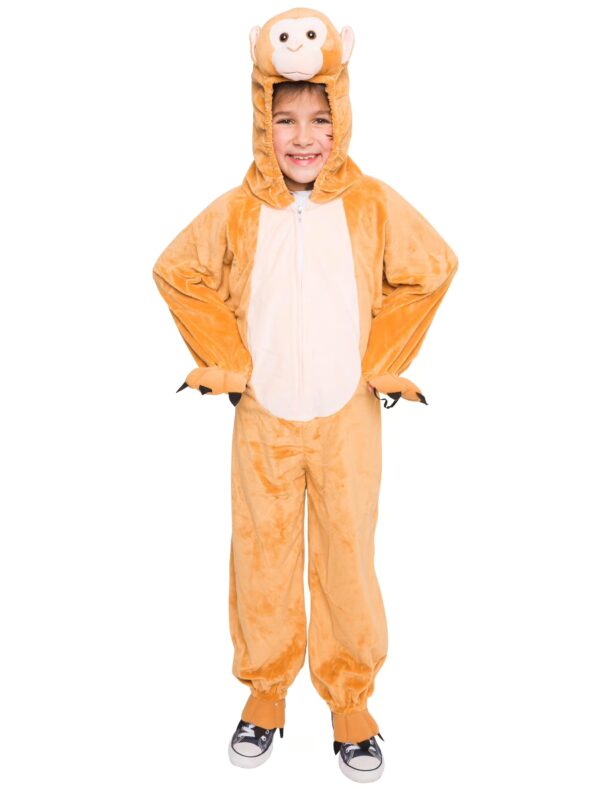 Overall Plüsch Affe Kinder hellbraun 140-164
