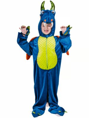 Overall Plüsch Drache Kinder blau 140/164