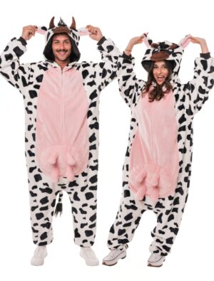 Overall Plüsch Kuh schwarz/weiß 34/36