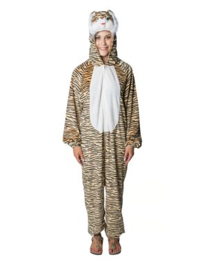 Overall Plüsch Tiger Damen schwarz/braun 34-36