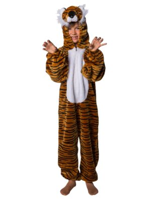 Overall Plüsch Tiger Kinder schwarz/braun 86-92