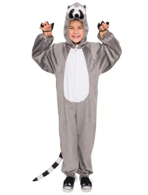 Overall Plüsch Waschbär Kinder grau 140-164