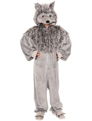 Overall Plüsch Wolf mit Maske Damen grau 34-36