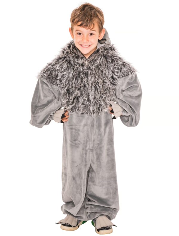 Overall Plüsch Wolf mit Maske Kinder grau 140-164