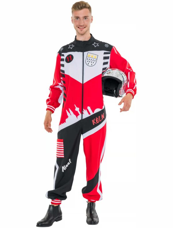 Overall Rennfahrer Köln Herren schwarz/weiß/rot S/M