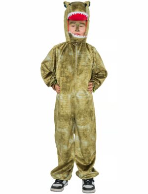 Overall T-Rex Plüsch Kinder grün/braun 116/128
