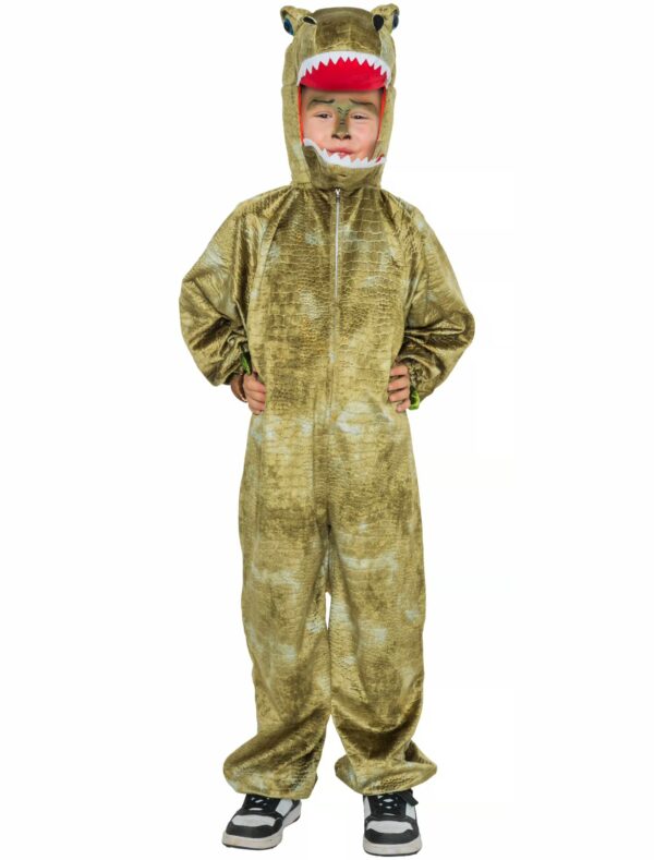 Overall T-Rex Plüsch Kinder grün/braun 116/128