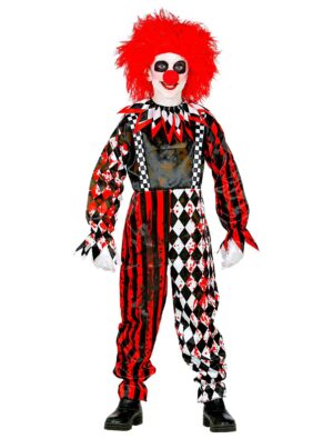 Overall gruseliger Clown Kinder schwarz/weiß/rot