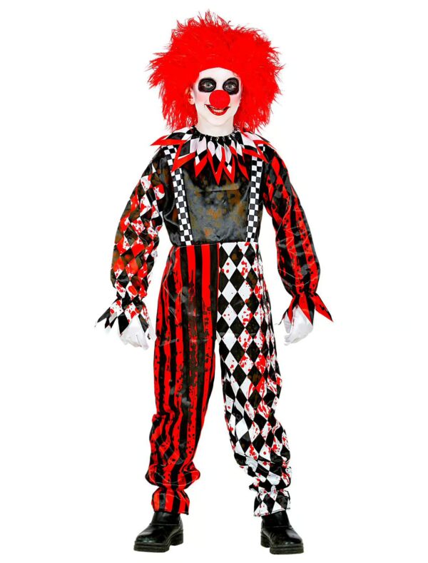Overall gruseliger Clown Kinder schwarz/weiß/rot