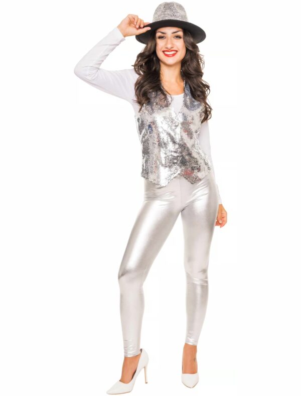 Paillettenweste Damen silber S/M