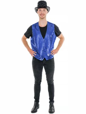 Paillettenweste Herren blau S/M