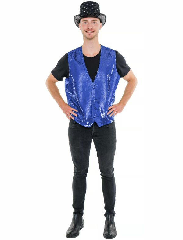 Paillettenweste Herren blau S/M