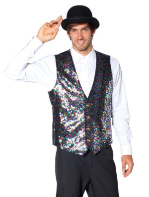 Paillettenweste Herren bunt S Farbe: