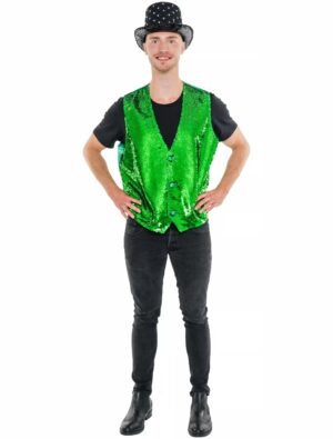 Paillettenweste Herren grün S/M
