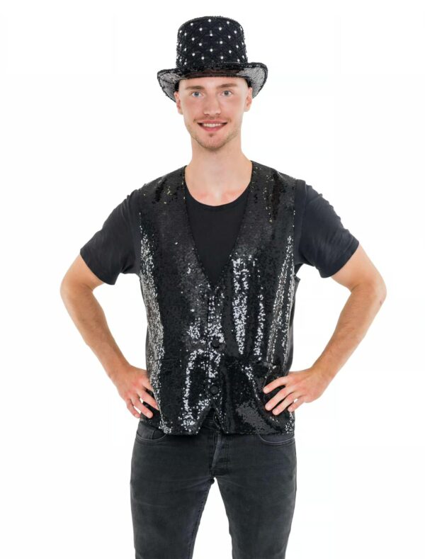 Paillettenweste Herren schwarz S/M