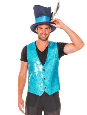 Paillettenweste Herren türkis M