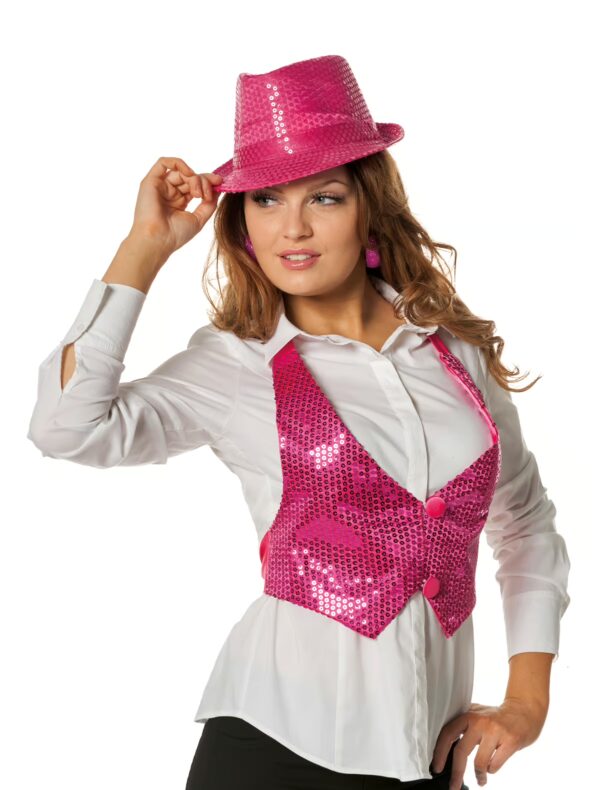 Paillettenweste zum Binden Damen pink one size