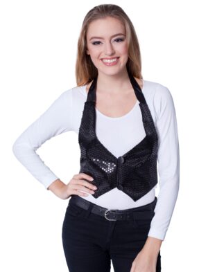 Paillettenweste zum Binden Damen schwarz one size