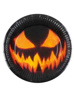 Pappteller Halloweenkürbis 6 Stk. Farbe: schwarz/orange