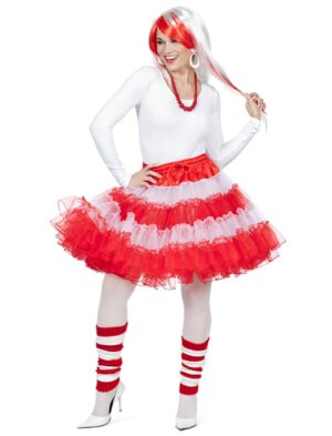 Petticoat de luxe Damen rot/weiß one size