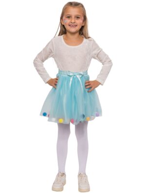 Petticoat mit bunten Pompoms Kinder türkis one size