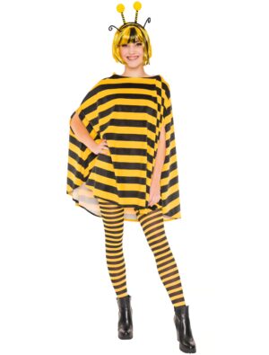Poncho Plüsch Biene Farbe: schwarz/gelb