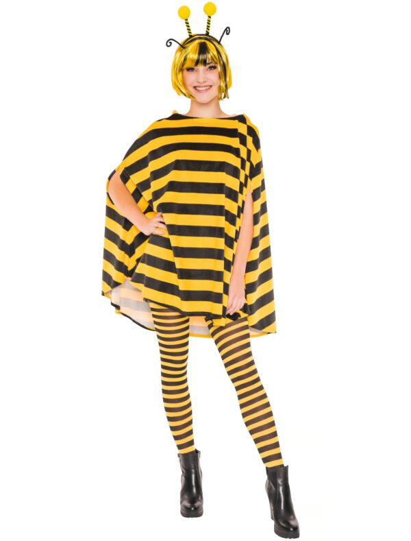 Poncho Plüsch Biene Farbe: schwarz/gelb