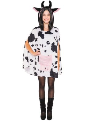 Poncho Plüsch Kuh Farbe: schwarz/weiß
