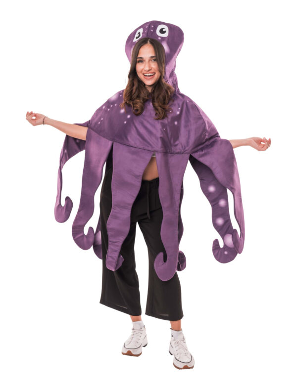 Poncho Plüsch Oktopus lila one size