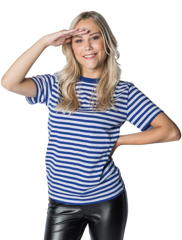 Ringelpulli kurzarm Unisex blau/weiß 4XL