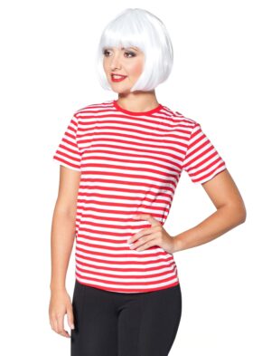 Ringelpulli kurzarm Unisex rot/weiß XS