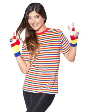 Ringelpulli kurzarm Unisex rot/weiß/blau/gelb S