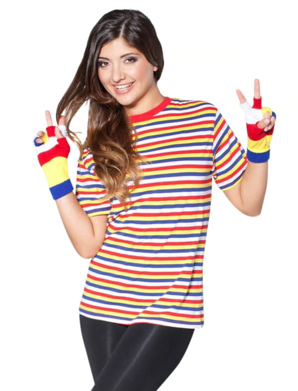 Ringelpulli kurzarm Unisex rot/weiß/blau/gelb S