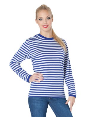 Ringelpulli langarm Unisex blau/weiß 3XL