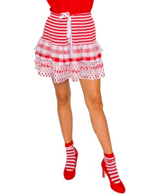 Rock Damen rot/weiß mit weißem Tüll
