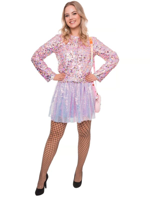 Rock Pailletten Damen lila one size