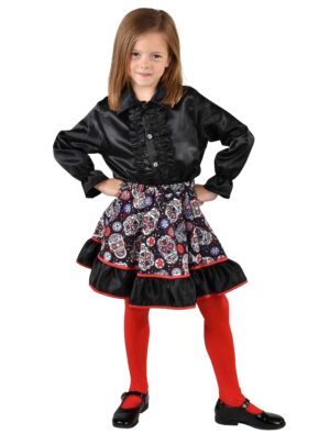 Rock Totenköpfe Kinder schwarz/rot 116-128