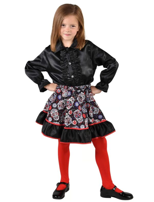 Rock Totenköpfe Kinder schwarz/rot 116-128