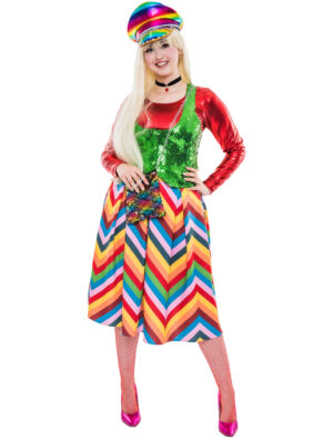Rock knielang gestreift Damen bunt M Farbe: bunt