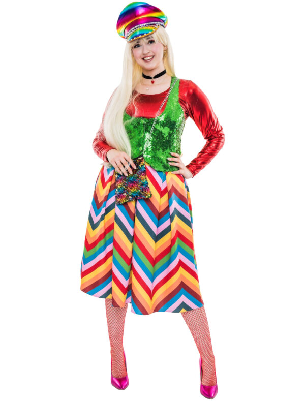 Rock knielang gestreift Damen bunt M Farbe: bunt