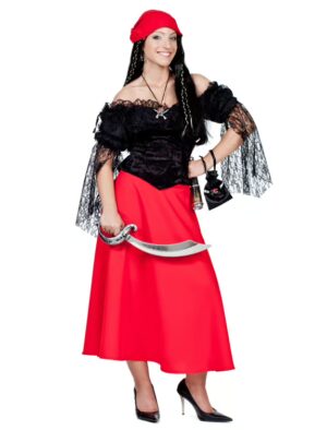 Rock lang Damen rot 34