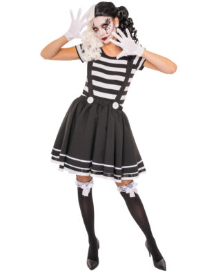 Rock mit Hosenträgern Damen schwarz S/M