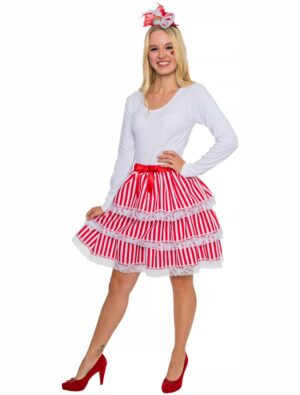 Rock mit Rüschen Gestreift Damen rot/weiß S/M