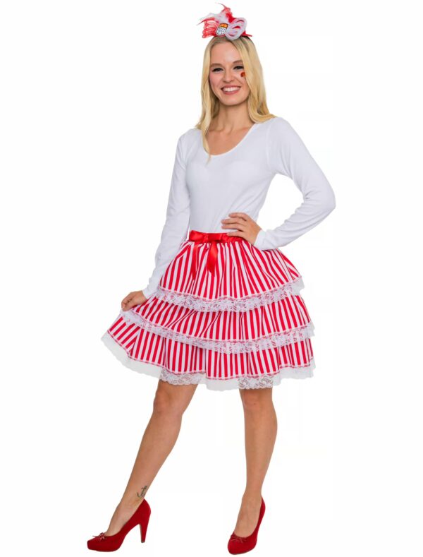 Rock mit Rüschen Gestreift Damen rot/weiß S/M