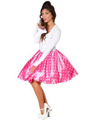 Rock mit weißen Punkten Damen pink/weiß L/XL